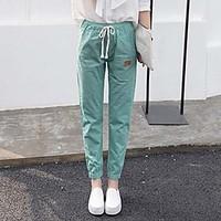 womens mid rise micro elastic skinny pants simple relaxed solid