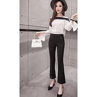 womens high waist high elasticity chinos pants simple slim solid