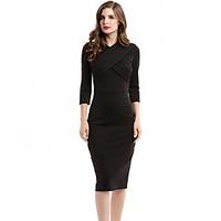 Women\'s Casual/Daily / Work / Party Street chic Bodycon Dress, Solid Crew Neck Midi ¾ Sleeve