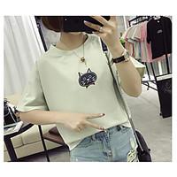 womens casualdaily simple t shirt animal print round neck short sleeve ...