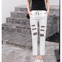 womens high rise micro elastic chinos pants simple slim pure color sol ...