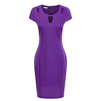 Women\'s Work / Casual / Day Solid Sheath Dress , Round Neck Above Knee Polyester