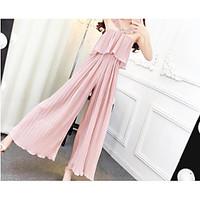 womens high rise micro elastic wide leg pants simple wide leg solid