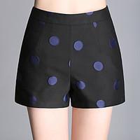 Women\'s High Rise Micro-elastic Shorts Pants, Simple Wide Leg Sequins Polka Dot