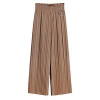 womens high rise micro elastic chinos pants simple wide leg solid