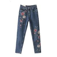 womens mid rise micro elastic jeans pants simple straight solid