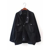 womens casual antique fall trench coat solid shirt collar long sleeve  ...