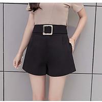 womens high waist micro elastic shorts pants simple relaxed solid