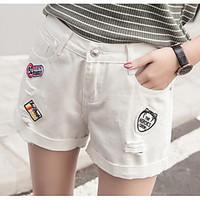 womens mid rise micro elastic jeans shorts pants simple wide leg solid