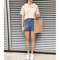 womens high waist micro elastic shorts pants simple relaxed pattern