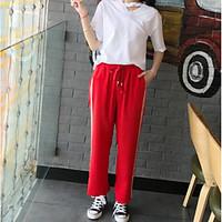 womens high waist micro elastic chinos pants simple straight striped