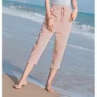 womens high rise micro elastic loose pants simple relaxed pure color s ...