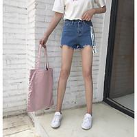 womens mid rise micro elastic shorts pants simple relaxed denim solid