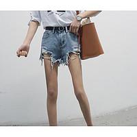 womens mid rise micro elastic jeans shorts pants simple relaxed solid