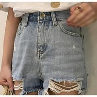 Women\'s High Rise Inelastic Shorts Pants, Simple Slim Solid