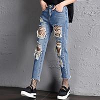 womens high rise micro elastic jeans pants simple relaxed solid