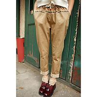 womens mid rise micro elastic chinos pants simple loose print color bl ...