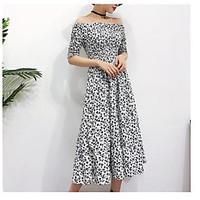 womens going out beach sexy cute swing dress floral boat neck maxi len ...