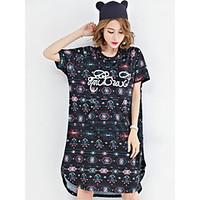 womens casual cute t shirt print round neck short sleeve cotton