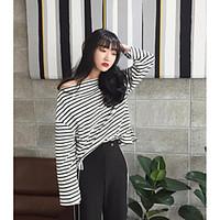 womens casual sexy t shirt striped boat neck long sleeve cotton