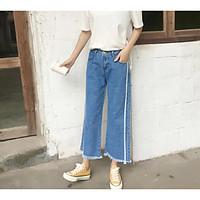 womens high rise inelastic jeans pants simple wide leg solid