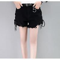 womens mid rise micro elastic shorts pants simple wide leg solid