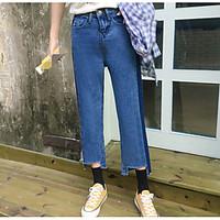 womens high rise inelastic jeans pants simple wide leg solid