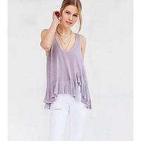 womens casualdaily simple t shirt solid round neck sleeveless cotton