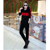 womens sport daily simple spring hoodie pant suits solid hooded long s ...