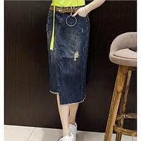 womens casualdaily midi skirts a line solid summer