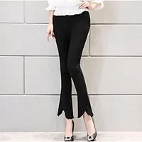 womens mid rise micro elastic slim pants simple bootcut solid