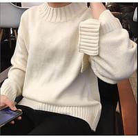 womens casual simple regular pullover solid round neck long sleeve oth ...
