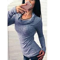 womens casualdaily simple spring blouse solid round neck long sleeve c ...