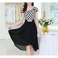 womens going out party sheath dress solid round neck above knee short  ...