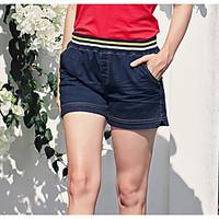 womens high waist inelastic shorts pants simple relaxed solid striped