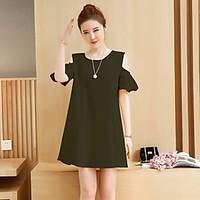 womens going out a line dress solid round neck above knee short sleeve ...