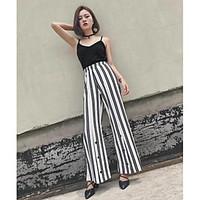 womens high waist micro elastic wide leg pants street chic relaxed str ...