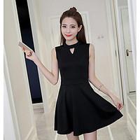 womens going out street chic a line dress solid round neck above knee  ...