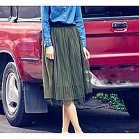 Women\'s Casual/Daily Midi Skirts Relaxed Solid Summer