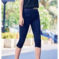 womens high waist micro elastic jeans pants simple bodycon solid