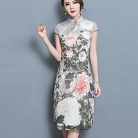 womens casualdaily simple a line loose dress floral stand knee length  ...