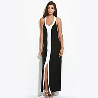 Women\'s Casual/Daily Sexy / Simple Bodycon DressSolid Halter Maxi Sleeveless Black Polyester All Seasons