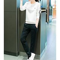 Women\'s Sport Daily Simple Spring Hoodie Pant Suits, Solid Round Neck Long Sleeve Micro-elastic