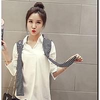 womens daily vintage spring summer t shirt solid round neck long sleev ...