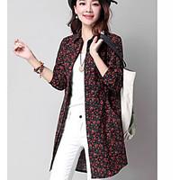 womens daily simple spring fall shirt floral shirt collar long sleeve  ...