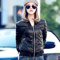 womens casualdaily simple leather jackets solid long sleeve winter bla ...