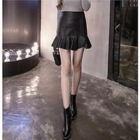 womens mid rise above knee skirts bodycon solid