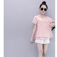 womens casualdaily simple t shirt solid round neck short sleeve cotton ...