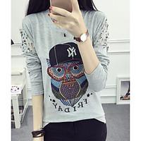 womens casualdaily simple spring summer t shirt print round neck long  ...