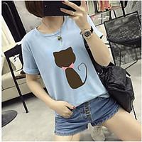 womens other casual cute summer t shirt printing round neck short slee ...